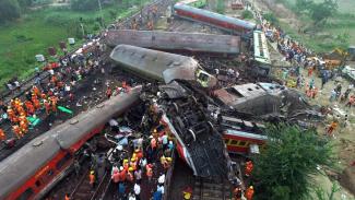 scene of the train accident in Balasore